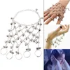 Braccialetti a maglie Braccialetti da donna in stile minoritario con anello Semplice braccialetto da dito collegato a personalità unica per ragazze retrò con campana piena