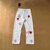 Chrome Mens Designer Make Old Washed Chromees cuori Jeans Pantaloni dritti Cuore Croce Ricamo Lettere Stampe per Donna Uomo Casual Stile Lungo 7 U0CY