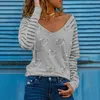 Damesblouses Shirts Europa en Amerika herfst winter stijl dames explosieve V-hals liefde print lange mouw T-shirt dames 231009