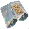 Verpakkingszakken Groothandel Hersluitbare geurbestendige zakken Plastic opstaande holografische ritszak Laseraluminiumfolie Pakketzakje voor voedsel Dh4W3