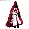 Theme Costume Mens Medieval Crusader Knights Templar Tunic Comes Renaissance Halloween Surcoat Warrior Black Plague Cloak Cosplay Top S-3XL Q231010