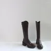 Boots 2023 Elastic Warm Short Plush Thigh High Chunky Heels Cross Tied Shoes Autumn Winter Sexy Women Over-the-knee