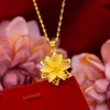 Beautiful Flower Pendant Chain Filigree 18k Yellow Gold Filled Womens Fashion Jewelry278I