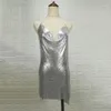 Sukienki swobodne 2021 Metal halter Night Club Summer Deep V-dół sukienki Women Beach Sequin Mini Sexy Party Vestidos1248x