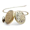 Pocket Watches 100st/Lot Vintage Bronze Hollowed Flower Flip Quartz Halsband Kvinnor Män gåva grossist