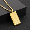 Pendentif Colliers 316L Acier inoxydable Couleur Or Abeille Grille Motif Cristal Rectangle Collier Pour Hommes Hip Hop Carré Dog Tag Bijoux Cadeau