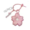 Keychains Creative Cherry Blossom Keychain Girl Heart Fabric Cute Flower Key Ring Bag Small Pendant Girls' Fashion Charm Accessories