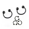Black Horseshoe 316L Surgical Steel Nostril Nose Ring circular piercing ball Body Jewelry Rings CBR ring earring16G 6MM 8MM 10MM213q