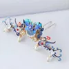 Hair Clips Chinese Hanfu Blue Phoenix Headdress Antique Crown Beads Tassel Hairpin