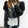 Womens Leather Faux GO BALLISTIC YA Women Jacket With Fur Sleeve Fashion Ladies Crop 231010