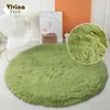 Tapis rond en peluche tapis pour salon vert Shaggy tapis canapé chaise cheveux longs tapis de sol salle de bain décoration enfants moelleux 231010