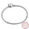 Remise Chaude Bracelet de mariage en argent Sterling 100% 925 pour femmes, Original, fermoir en forme de cœur, chaîne serpent, adapté aux perles, bijoux pour amoureux, cadeau