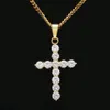 Nieuwe Hip Hop verzilverde ketting sieraden vrouwen bruiloft mode Cross CZ Kubieke Zirkoon stenen hanger necklace243W