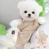 Vestuário para cães Bonito Urso Cabeça Roupas Barriga Proteção Filhote de Cachorro Pijama Outono e Inverno Macacão Térmico Teddy Bichon Quatro Pernas