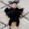 Costume à thème Halloween Cosplay bébé chauve-souris noire Costume Cosplay barboteuse combinaison infantile garçons filles Pourim fête carnaval déguisement x1010