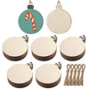 Christmas Decorations 50pcs Wood Craft Pendants Christmas Ball Designed Hanging Tags Unfinished Blank Wooden Hanging Ornaments with 50pcs Hemp Rope 231010