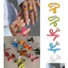 Pierścienie klastrowe pierścienie klastra 2021 Punk Colorf Neon Enomel Band Women Finger Otwarte Wrap Wrap En Animal7554831 Pierścień biżuterii DH712