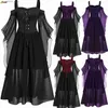 Traje temático Halloween Witch Cosplay vem gótico fora do ombro Lace-up Vestidos Bandage Mesh Sheer A-line Long Party Xmas Dress para Mulheres Q231010