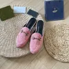 Mules Leather Slipper 100% Real Leather Designer Mules Loafer Luxury Women Men Jacquard Leather Slipper Jumbo Canvas Flat Shoes Horsebit Princetown Slippers 10