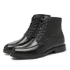 Ботинки A028, мужская обувь из коровьей натуральной кожи на шнуровке, мужская обувь до икры, мужская обувь, британская зимняя мотоциклетная винтажная обувь