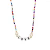 Pendant Necklaces Beaded Necklace The Letters LOVE Pearl Fashion Simplicity Bohemia Hand Weaving Adjustable Rice Bead