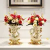 Vasen im europäischen Stil, Keramik, goldener Schwan, Vasen-Arrangement, Esstisch, Heimdekoration, Zubehör, kreative goldene Elefantenvasen 231009