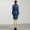 Office Lady Dress Suits Profesjonalne stroje 2 sztuki kontrastowy szal Lapel Blazer z topami i spódnicami