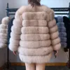 女性の毛皮のフェイクファー70cm 4in1ファッション女性ファッション冬のための本物のナチュラルファーロングコートジャケットウォームオーバーコート231009
