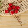 Decorative Flowers Christmas Decoration Artificial Berry Red Gold Cherry Stamen Mini Fake Berries Pearl Beads For DIY Party Craft