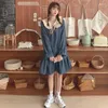 Casual Jurken Japanse Vintage College Vrouwen Zoete Boog Leuke Bloemblaadje Volledige Mouw Vrouwelijke Rokken Harajuku Losse Rechte Pop Kawaii Jurk