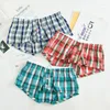 Cuecas 3 pçs/lote de setas masculinas xadrez algodão respirável boxers baixo aumento solto calcinha casa boxer shorts calças de pijama