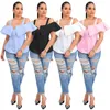 T-shirts pour femmes Blouses à épaules dénudées Femmes Slim Fit T-shirts élégants Couleur unie Dames Chemise élégante Mode Volants Chic Femme