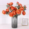 Decoratieve Bloemen 1 Bos Kunstmatige Lotus Rose Pioen 3 Hoofden Zijden Bloemisterij Voor Bruiloft Thuis Bureau Muur DIY Decor Nep groothandel