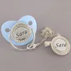 Pacifier Holders Clips# Personalized Name Bling Pacifier With Clip Luxury Silver Baby Soother BPA Free Dummy Nipple Baby Shower Gift Sucette Chupeta 231010