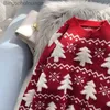 Kadın Sweaters Ebaihui Noel Ağacı Kazak Mürettebat Boyun Kadın Örme Tulma Vintage Gevşek Jumper Festival Uzun Kollu Üstler FE JUMBERSL231010