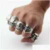 Anneaux de bande Nouveau gothique Skl sculpté Biker anneaux hommes anti-sier rétro punk pour hommes bijoux de mode en BK bijoux anneau Dhjht