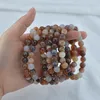 4mm 6mm 8mm 10mm 12mm Natural Botswana Agate bracelet Gemstone Healing Power Energy Beads Elastic indian colorful jade stone round Beads