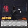 Thema Kostüm Halloween Kinder Reaper Kostüm Horror leuchtend rote Augen Sense Teufel Dark Messenger Geist Cosplay Set Sensenmann für Jungen Kinder x1010