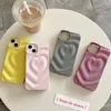 Casos de telefone celular coreano brilhante coração 3d caso para iphone 12 13 14 pro max fundas forma de onda criativa capa traseira macia shell para 11 15 coque 231010