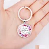 Keychains & Lanyards New Arrival Christian Scripture Keychains Women Catholic Bible Rose Flower Charm Key Ring Chains For Men Fashion Dh6Id