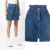 Jupes 2023 printemps femmes bleu taille élastique haute droite fente jupe en jean