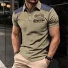 Polos masculinos vintage manga curta camisas polo motocycle 3d impressão lapela zíper homem topo de alta qualidade oversized camisa masculina roupas casuais