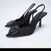 GAI GAI Black Rhinestone High Women Slingback Stiletto Heels Woman Pumps Fashion Female Red Green Heeled Sandals 231009