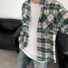 Camicie casual da uomo Camicia a quadri Manica lunga Lettera Ricamo Streetwear Camicette unisex Abbigliamento maschile Hip Hop