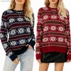 Kobiety swetry dla kobiet zagęszcza Boże Narodzenie Sweter Sweet Pasped -Druk Dzianin Jumper Świąteczna moda z długim rękawem Prosta Jacquard Sweater Shirtl231010