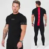 Ginásios roupas de fitness t camisas de moda masculina estender hip hop verão manga curta camiseta algodão musculação muscular guys277z