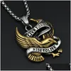 Pendant Necklaces 316L Stainless Steel Biker Necklaces Mens Ride To Live Letter Eagle Charms Pendants Long Necklace For Men Fashion Je Dhgcm