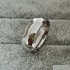 Bandringen Klassiek Echt Wit Goud Kleur 8Mm Titanium Staal Dames Heren Bruiloft Sier Ring Topkwaliteit Niet vervagen Liefhebbers Sieraden Sieraden Dhm5P