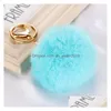 Party Favor Rabbit Fur Ball Plush Fuzzy Key Chain Pom KeyChain Car Bag Ring Pendant Jewelry HHA3472 Home Garden Festive Party Supplies DH7CS