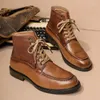 Botas A028 Vaca Masculina Couro Genuíno Lace Up Homem Sapatos Alto Bezerro Masculino Calçado Britânico Inverno Moto Vintage